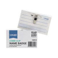 Concept Combi Clip Name Badge - Transparent ID Badge Holder with Clip & Pin