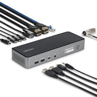 StarTech.com Triple-Monitor USB-C Docking Station, 140W Laptop Charging Dock for MacBook Pro and Windows, 4K 60Hz HDMI or DisplayPort, TAA