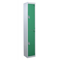 QMP Standard Locker 1800h x 300w x 300d mm Green 2 door Camlock