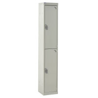 QMP Standard Locker 1800h x 300w x 450d mm Light Grey 2 door  Camlock