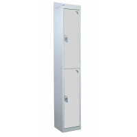 QMP Standard Locker 1950h x 300w x 300d mm Light Grey 2 door  Camlock sloping top