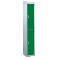QMP Standard Locker 1950h x 300w x 300d mm Green 2 door Camlock sloping top