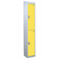 QMP Standard Locker 1950h x 300w x 300d mm Yellow 2 door Camlock sloping top
