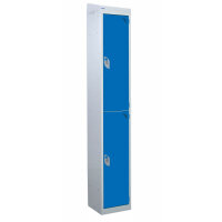 QMP Standard Locker 1950h x 300w x 450d mm Blue 2 door Camlock sloping top