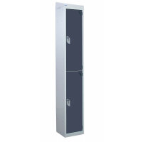 QMP Standard Locker 1950h x 300w x 450d mm Dark Grey 2 door Camlock sloping top