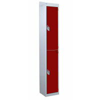 QMP Standard Locker 1950h x 450w x 450d mm Red 2 door Camlock sloping top