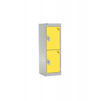QMP School Locker 955h x 300w x 300d mm Yellow 2 door Camlock