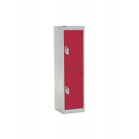 QMP School Locker 1235h x 300w x 300d mm Red 2 door Camlock