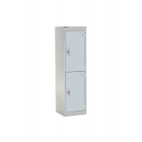 QMP School Locker 1235h x 300w x 450d mm Light Grey 2 door  Camlock