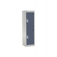 QMP School Locker 1235h x 300w x 450d mm Dark Grey 2 door Camlock