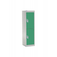 QMP School Locker 1235h x 300w x 450d mm Green 2 door Camlock