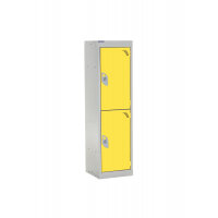 QMP School Locker 1235h x 300w x 450d mm Yellow 2 door Camlock