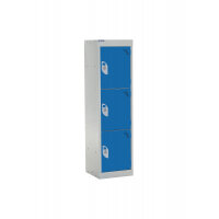 QMP School Locker 1235h x 300w x 300d mm Blue 3 door Camlock