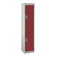 QMP School Locker 1380h x 300w x 300d mm Red 2 door Camlock