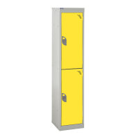 QMP School Locker 1380h x 300w x 300d mm Yellow 2 door Camlock