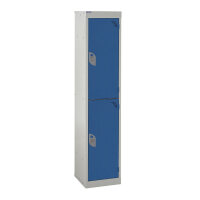 QMP School Locker 1380h x 300w x 450d mm Blue 2 door Camlock