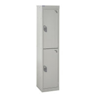 QMP School Locker 1380h x 300w x 450d mm Light Grey 2 door  Camlock