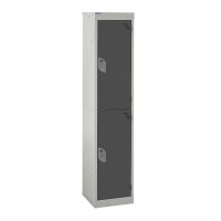 QMP School Locker 1380h x 300w x 450d mm Dark Grey 2 door Camlock