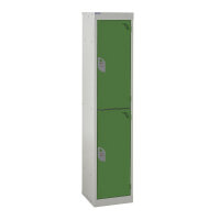 QMP School Locker 1380h x 300w x 450d mm Green 2 door Camlock
