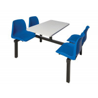 Standard Canteen Furniture - 4 Seat Double-Entry 725h x 1690w x 1070l mm Blue
