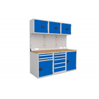 Euro slide Modular Workshop Kit 1 - Beech Worktop and Blue Cupboards/Drawers