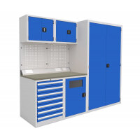 Euro slide Modular Workshop Kit 2 - Linoleum Worktop and Blue Cupboards/Drawers