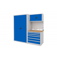Euro slide Modular Workshop Kit 3 - Beech Worktop and Blue Cupboards/Drawers