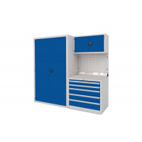Euro slide Modular Workshop Kit 3 - Laminate Worktop and Blue Cupboards/Drawers