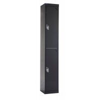 QMP Office Locker 1800h x 300w x 450d mm Black 2 doors Camlock