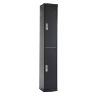 QMP Office Locker 1800h x 300w x 450d mm Black 2 doors digital keypad lock
