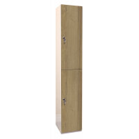Laminate Plant-On Door Lockers 1800h x 300w x 300d mm 2 door camlock Oak