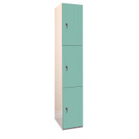 Laminate Plant-On Door Lockers 1800h x 300w x 300d mm 3 door camlock Aquamarine