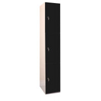 Laminate Plant-On Door Lockers 1800h x 300w x 300d mm 3 door camlock Jet Black