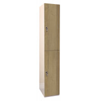 Laminate Plant-On Door Lockers 1800h x 300w x 450d mm 2 door camlock Oak