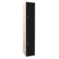 Laminate Plant-On Door Lockers 1800h x 300w x 450d mm 2 door camlock Jet Black