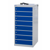 Laptop Charging Locker 1000h x 500w x 500d mm - 8 Tiers, 8 Doors Blue Doors