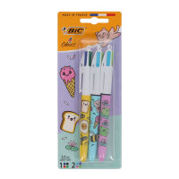 Bic  4 Colour Ballpoint Pens - Kawaii Pack of 3
