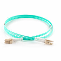 GroupGear 1m Duplex Fibre Optic Multi-Mode Cable OM4 50/125 Micron LC to LC - Aqua