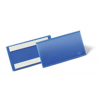 Durable Adhesive Ticket Holder Document Pockets - 50 Pack - 150 x 67mm - Blue