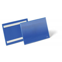 Durable Adhesive Ticket Holder Label Pouch Document Pockets - 50 Pack - A5 Blue