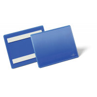 Durable Adhesive Ticket Holder Label Pouch Document Pockets - 50 Pack - A6 Blue