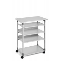Durable Adjustable Mobile PC Computer Desk Workstation Trolley on Wheels - Grey