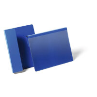 Durable Hanging Ticket Holder Label Pocket Document Pouch - 50 Pack - A5 Blue