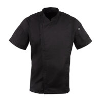 Chef Works Springfield Short Sleeve Black Zip Chefs Jacket - Size L