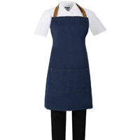 Southside Short Length Bib Apron Denim Blue with Tan Ties