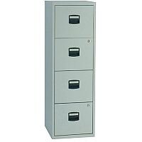 Bisley A4 Personal 4-Drawer Filer Grey - Lockable Steel Home Filer For A4 Suspension Filing - WxHxD: 413mm x 1282mm x 400mm