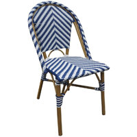 Bolero Parisian Style Rattan Side Chair Blue (Pack of 2)