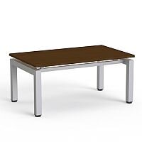 Rectangular Reception Coffee Table Dark Walnut Top & Silver Frame W1000xD600xH460 Rectangular Reception Coffee Table Dark Walnut Top & Silver Frame W1000xD600xH460