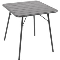 Bolero Square Slatted Steel Table Grey 700mm