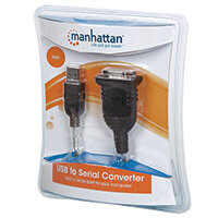 Manhattan USB to Serial Converter - USB port Type A male to RS232 port 9-pin male - Easily connect most serial modems, digital cameras, label writers, card readers, barcode scanners, palm PCs and digital organizers Manhattan USB to Serial Converter - USB port Type A male to RS232 port 9-pin male - Easily connect most serial modems, digital cameras, label writers, card readers, barcode scanners, palm PCs and digital organizers